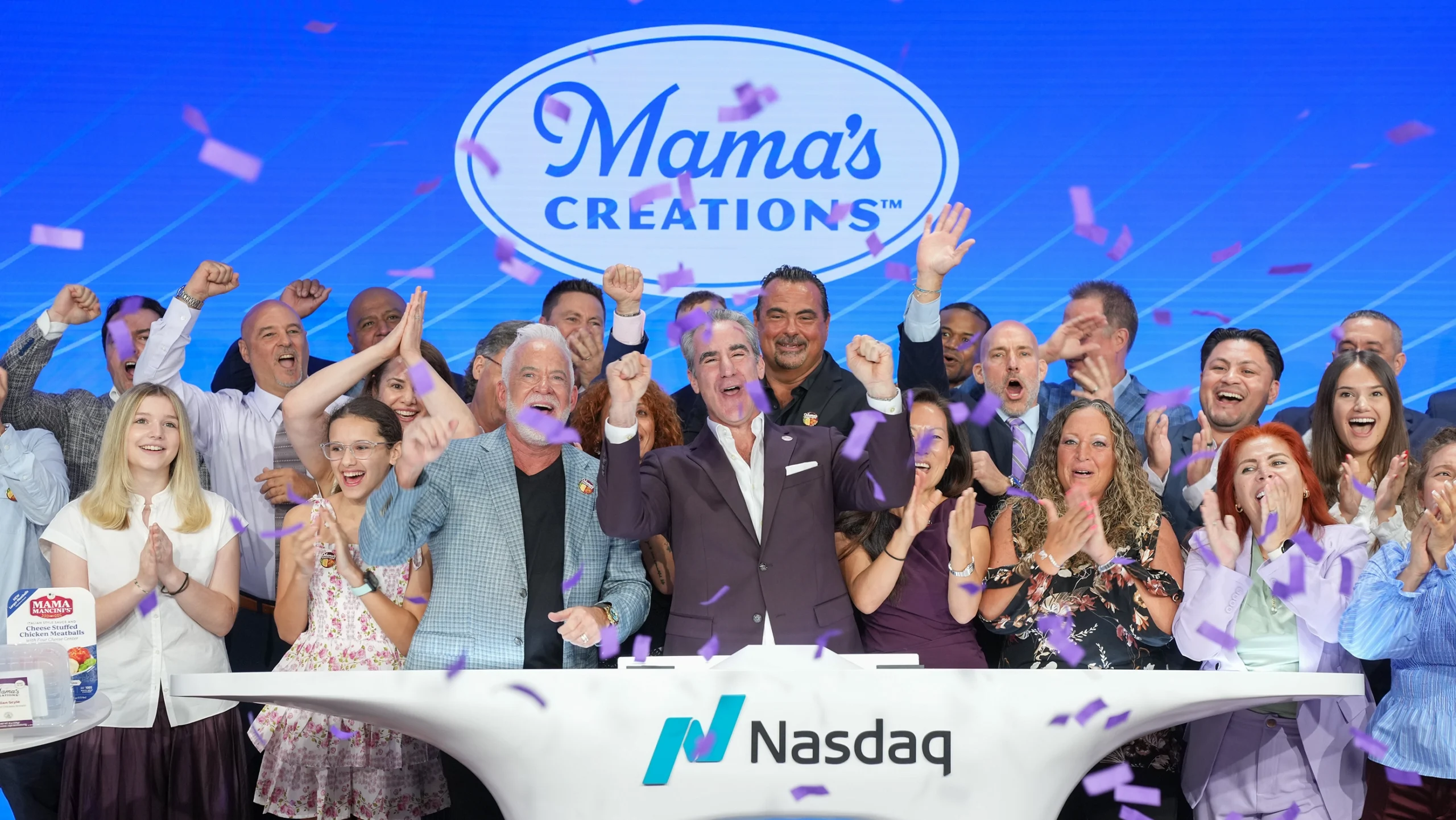 Mama's Creations team at the NASDAQ opening bell.